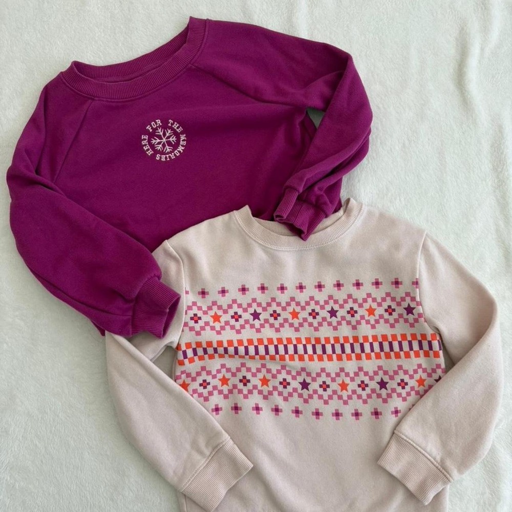 Cat & Jack Girls XS 4/5 Sweatshirts Lot of 2 Stars Geometric Cotton Set